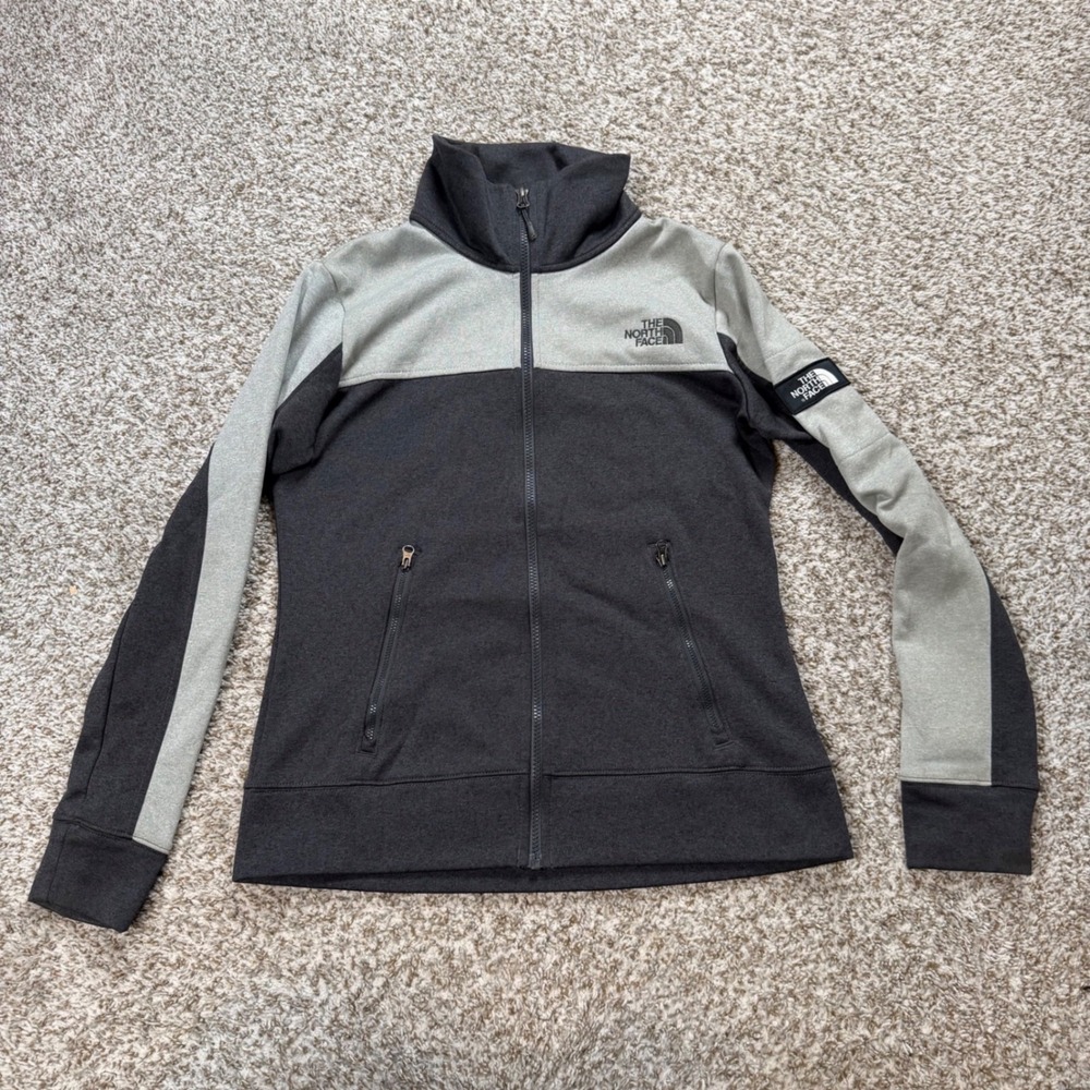 The North Face Jacket Women's Medium Gray Black Full Zip Colorblock Mock Neck
